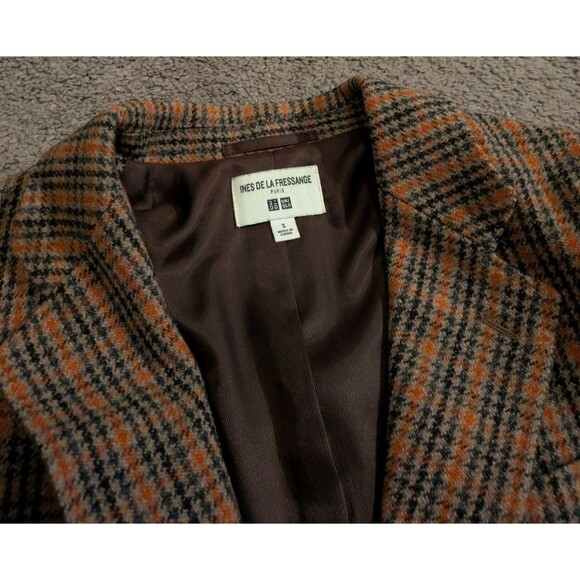 Uniqlo x Ines De La Fressange Wool Blend Plaid Blazer Jacket Women's Small - Picture 3 of 8